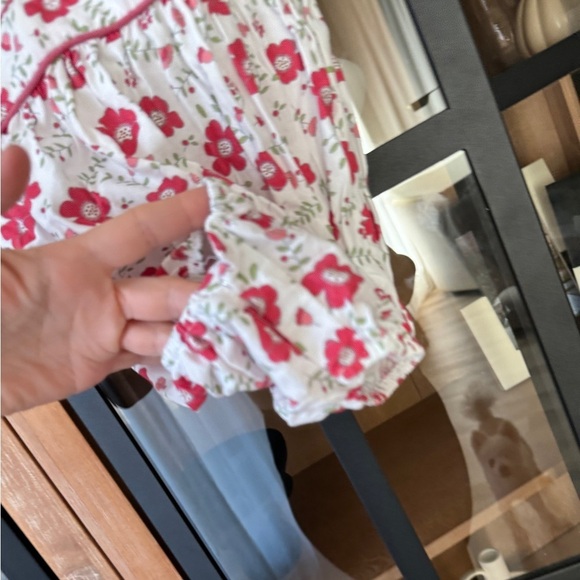 Little English poppies bubble romper short puff sleeves baby girl floral collar - Picture 6 of 7